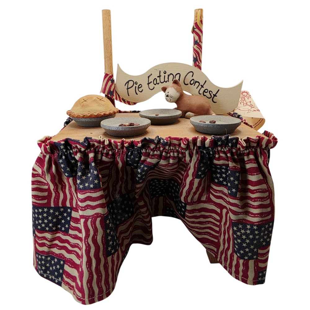 Lizzie High Pie Eating Contest Figurine Medium Red American Flag Patriotic Table
